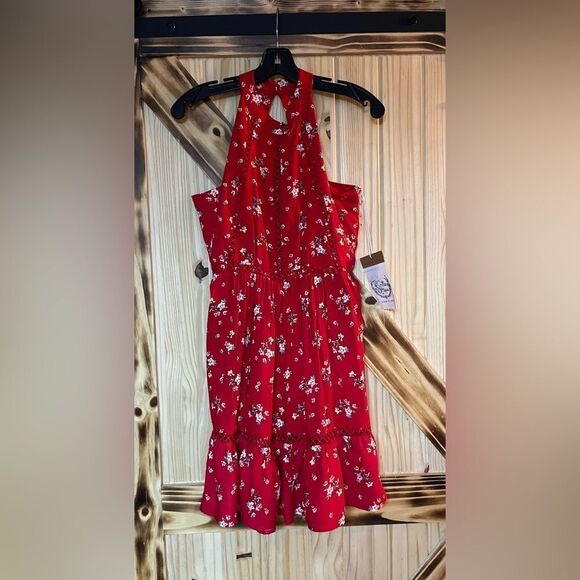 Sunday Mi Amor Red Floral Sundress Red S - Picture 1 of 9